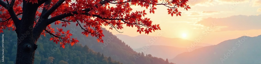 Muted colors of tree branches against sky at morning, subtle contrast, morning light Muted colors of tree branches against sky at morning, subtle contrast, morning light