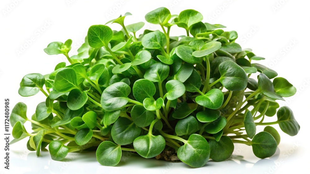 Macro Watercress, Fresh Herb, Isolated on White, Culinary Ingredient, Vegan Food Photography Macro Watercress, Fresh Herb, Isolated on White, Culinary Ingredient, Vegan Food Photography