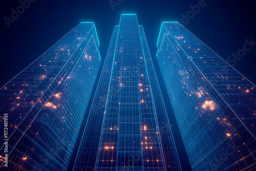 Wallpaper Mural towering skyscrapers, showcasing their sleek, modern architecture and glass facades. The scene emphasizes urban development, innovation, and vertical design Torontodigital.ca