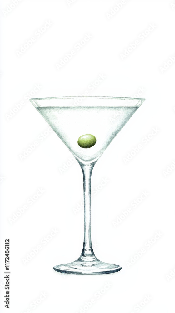 classic martini glass with olive inside, elegantly simple classic martini glass with olive inside, elegantly simple