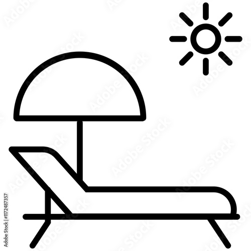 Sun Bed Line Icon Style