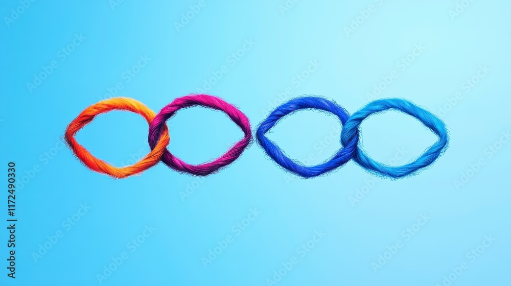 Fototapeta premium Colorful concentric circles representing unity, diversity, and the spirit of competition against a soft blue background