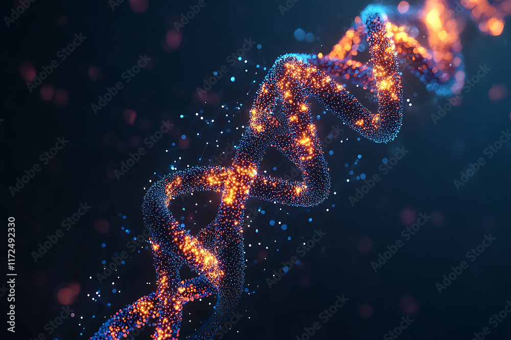 DNA double helix with vibrant, glowing strands and intricate molecular connections, symbolizing life, genetics, and scientific research DNA double helix with vibrant, glowing strands and intricate molecular connections, symbolizing life, genetics, and scientific research