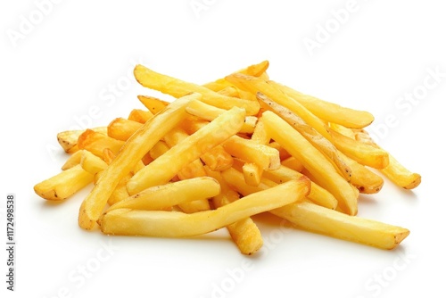 Heap of tasty potato fries  isolated on white background