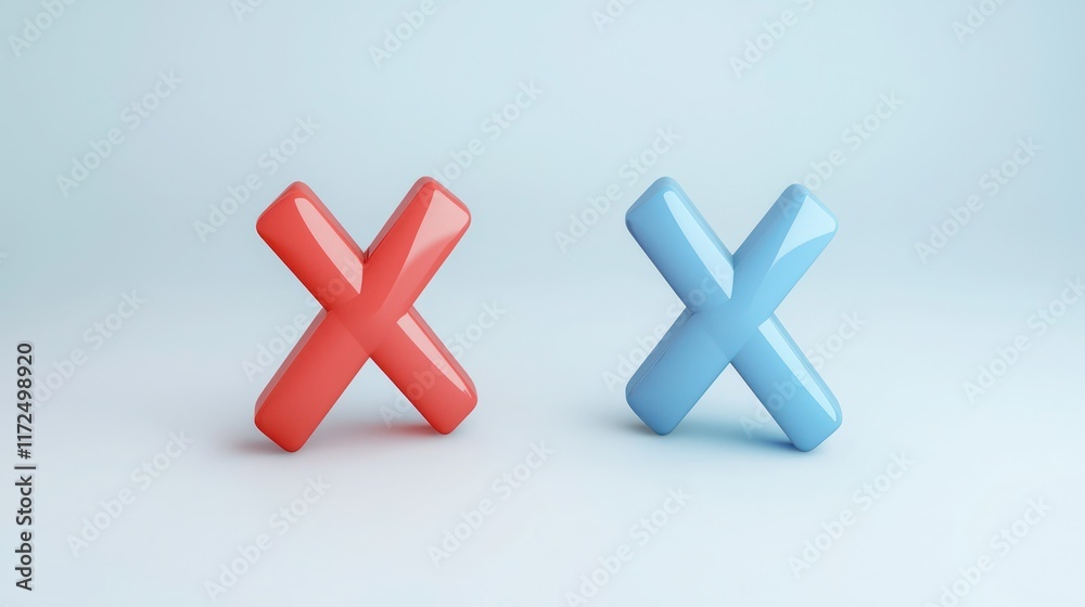 Obraz premium Right and wrong 3d icons on white background