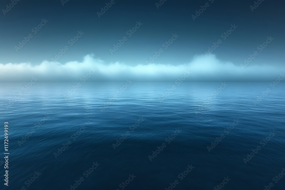 Fototapeta premium Calm ocean at dawn with low clouds.