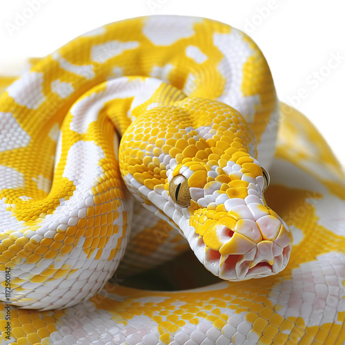 yellow and white snake on isolated photo