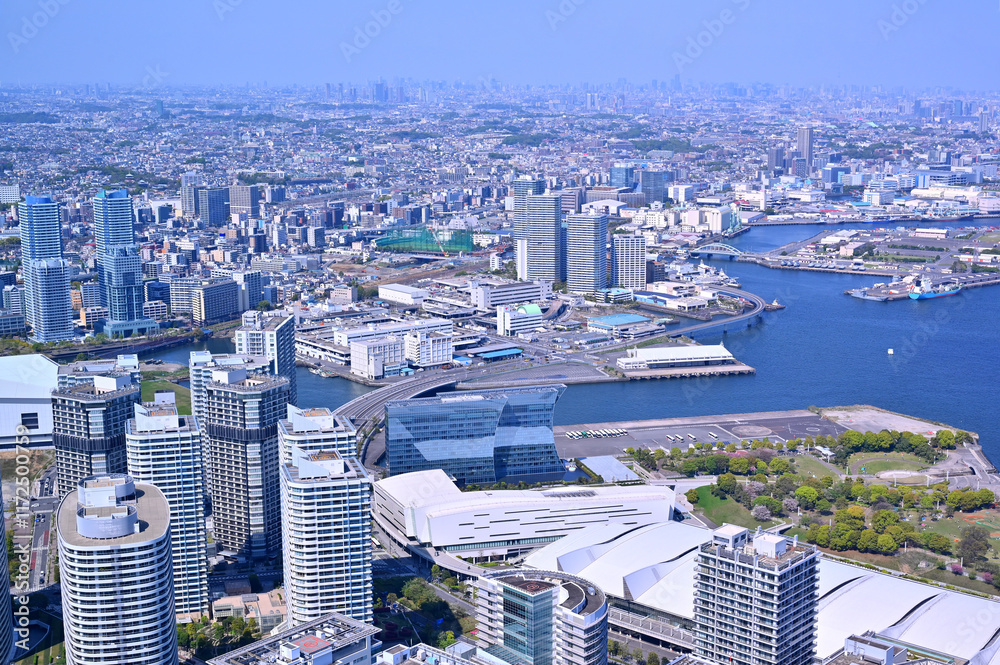 Cityscape of Yokohama city, Skyline and office building and downtown in Minatomirai Area, Yokohama city port, Kanagawa, Japan