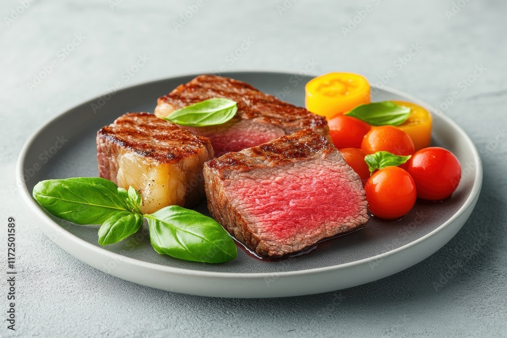 Gourmet Grilled Steak with Cherry Tomatoes and Basil Gourmet Grilled Steak with Cherry Tomatoes and Basil