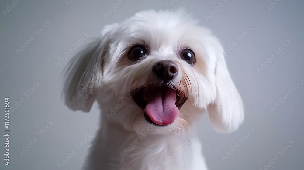 Portrait of a Happy Maltese Dog with its Tongue Out Portrait of a Happy Maltese Dog with its Tongue Out
