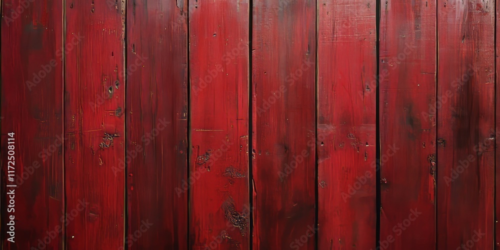Obraz premium Rich red wood texture showcases a solid, hard surface with old, pale, and scratched panels, perfect for emphasizing a rustic and timeless aesthetic in design projects and backgrounds.