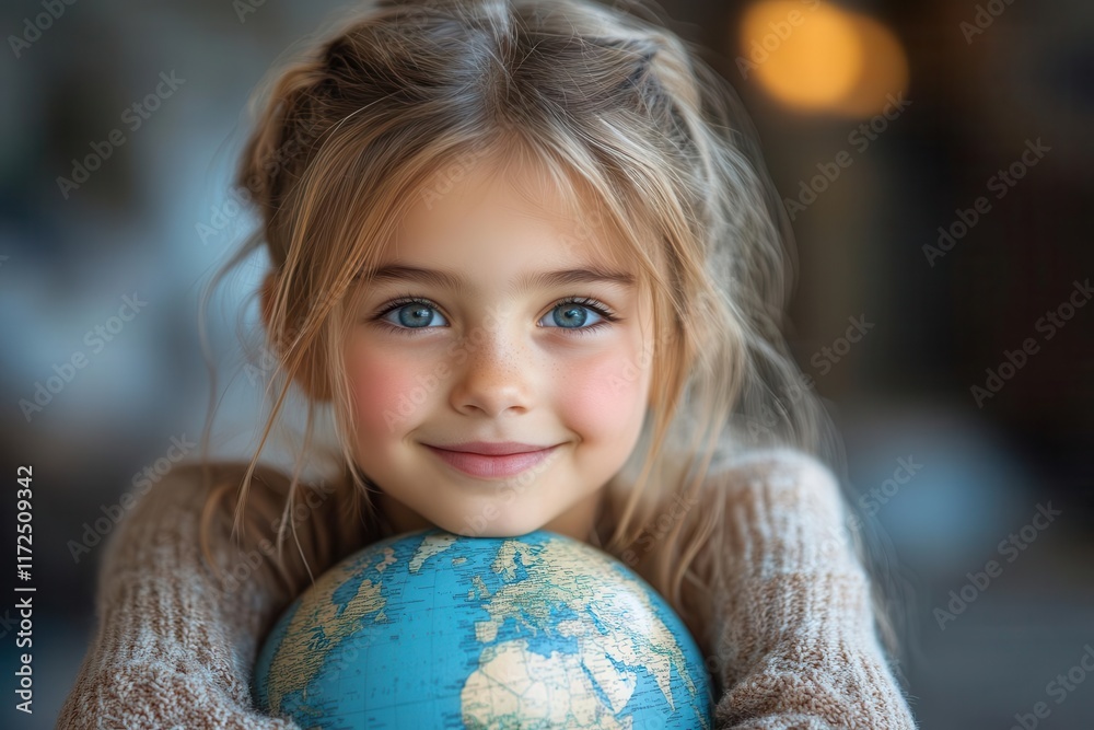 young girl hugging a globe model embodying the spirit of world childrens day the image conveys a message of unity global awareness and a hopeful future for the youth young girl hugging a globe model embodying the spirit of world childrens day the image conveys a message of unity global awareness and a hopeful future for the youth