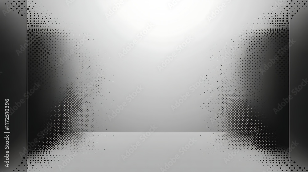 Fototapeta premium Abstract Grey Background With Black Halftone Dots