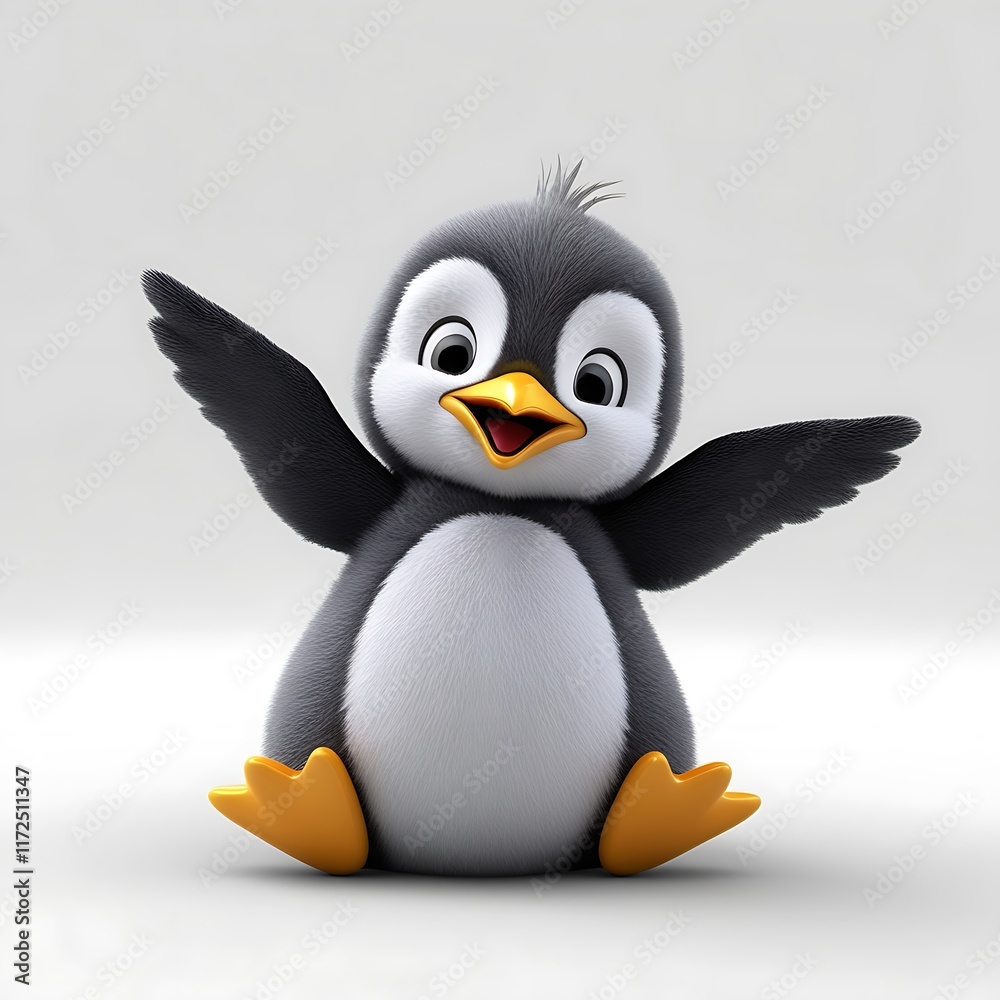 Fototapeta premium Adorable 3D Rendered Penguin: A Joyful Winter Character