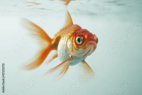 Bright goldfish gliding gracefully underwater, showcasing vibran photo