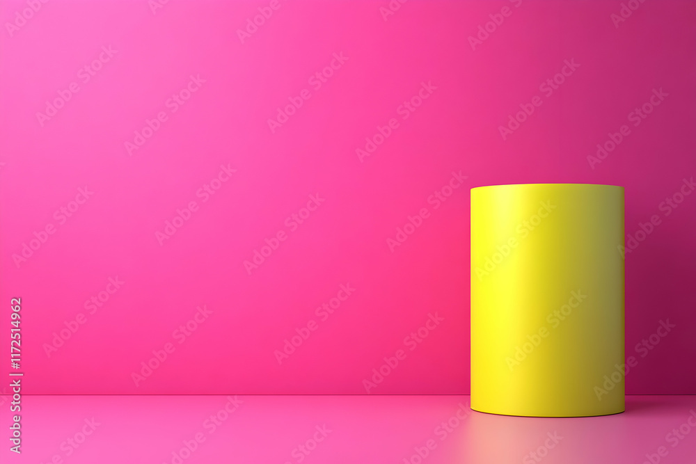 Yellow Cylinder Pink Background 3D Render Yellow Cylinder Pink Background 3D Render