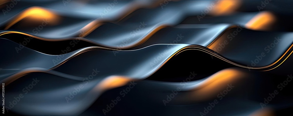 Metallic abstract background idea. An abstract representation of flowing waves in dark tones with warm highlights. Metallic abstract background idea. An abstract representation of flowing waves in dark tones with warm highlights.