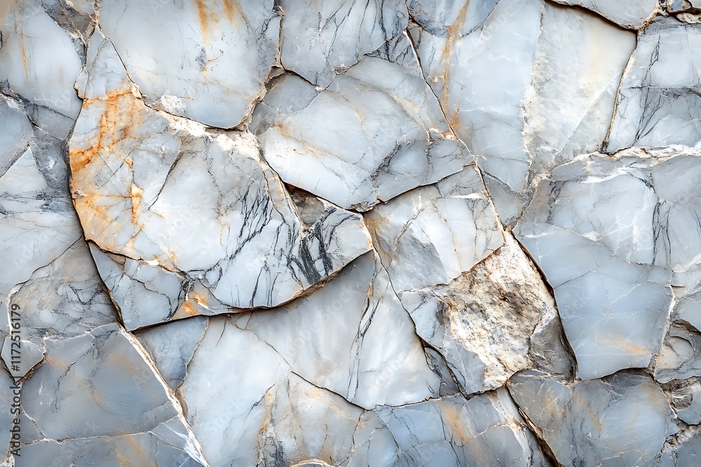 Fototapeta premium White and gray marble stone texture with veins and warm undertones suitable for background or design use Copy Space
