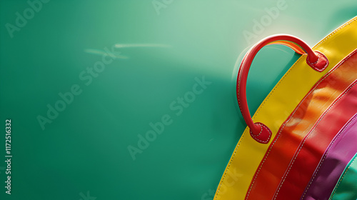 Some colored sticks on a yellow surface as the gay pride symbol,Colorful modern material design for web advertising, business card, geometric shapes with shadow,green red colorful soft paper pastel 

