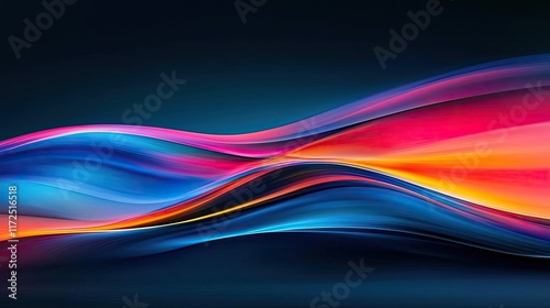Waves abstract background concept. Vibrant abstract waves of color with smooth gradients on a dark background.