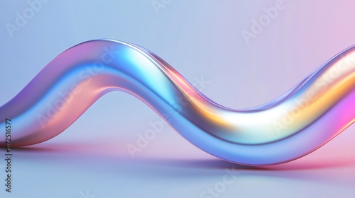 Dynamic Iridescent Fluid Form with Captivating Twisting Motions and Vibrant Rainbow-like Reflections