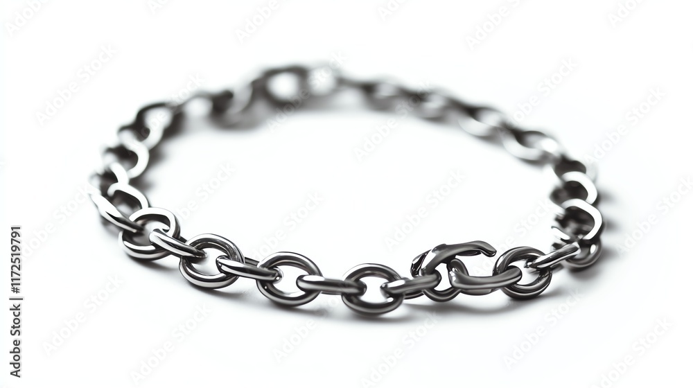 Stylish silver chain bracelet on white isolate background. Stylish silver chain bracelet on white isolate background.