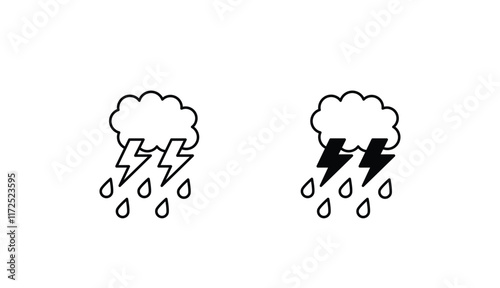 Cloud Rain Storm icon design with white background stock illustration