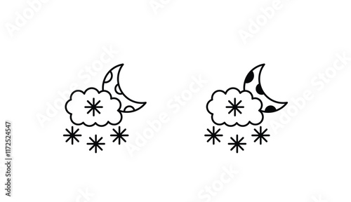 Cloud Moon Snow icon design with white background stock illustration