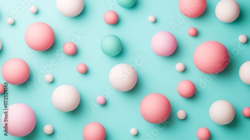 Wallpaper Mural Playful Pastel Spheres and Shapes Scattered Across a Minimalist Background Torontodigital.ca