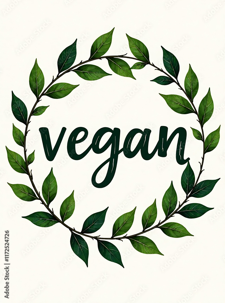 Nature inspired calligraphy design of vegan word with a slightly uneven, hand-drawn look, and green leaves. Graphic art illustration Transparent background. Nature inspired calligraphy design of vegan word with a slightly uneven, hand-drawn look, and green leaves. Graphic art illustration Transparent background.
