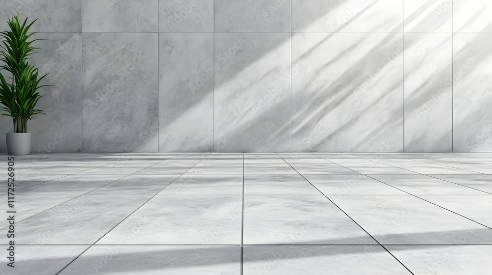 Obraz premium Sunlit Minimalist Tile Floor Background 3D