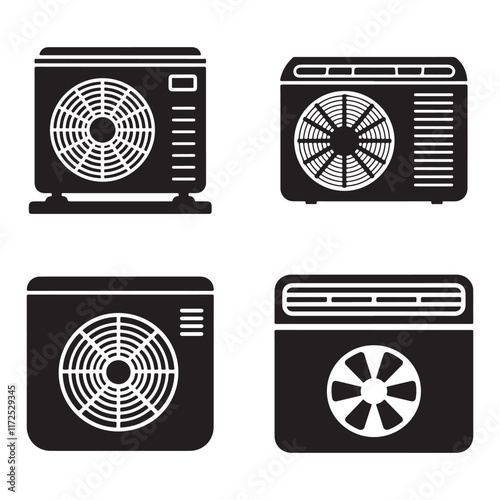 Air Conditioner Unit silhouette icon vector on white background 