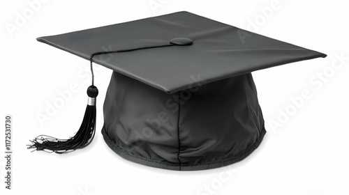 Class of 2025 photo of a black college graduation cap isolated on a clear background, png file photo