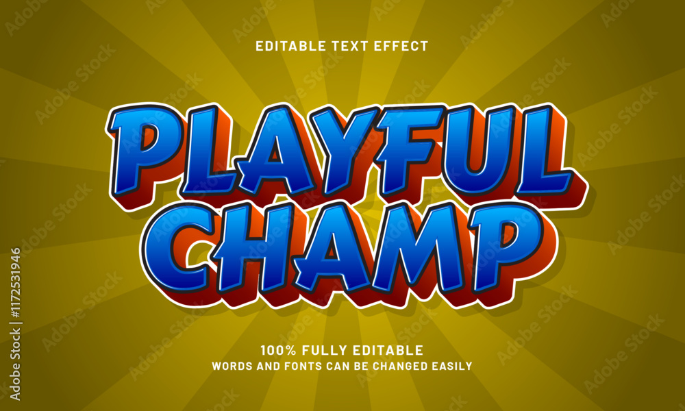 Obraz premium playful champ editable text effects with a game and kids theme