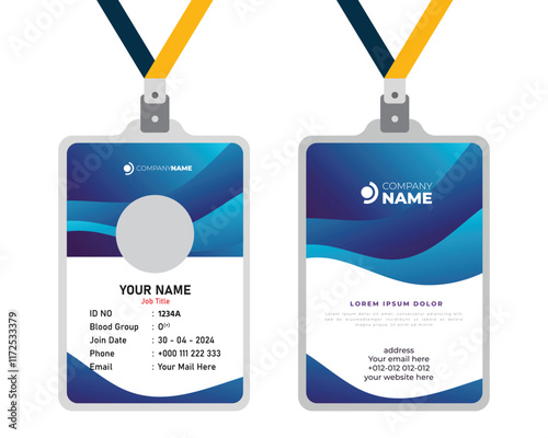 Premium Vector | Modern Id Card With Dark Blue gradient shape vector template.