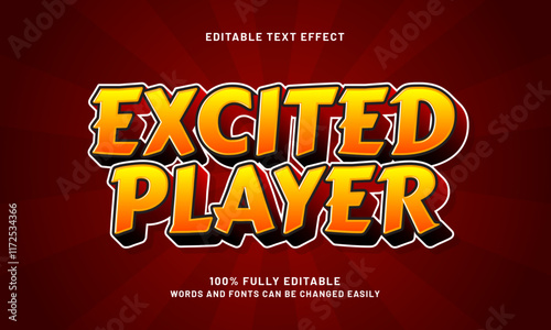 excited player editable text effects with a game and kids theme