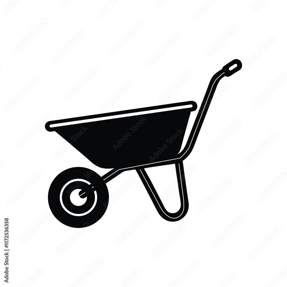 Wheelbarrow Silhouette Vector Illustration, Wheelbarrow Silhouette Gardening Tools and Farm Equipment Wheelbarrow Silhouette Vector Illustration, Wheelbarrow Silhouette Gardening Tools and Farm Equipment