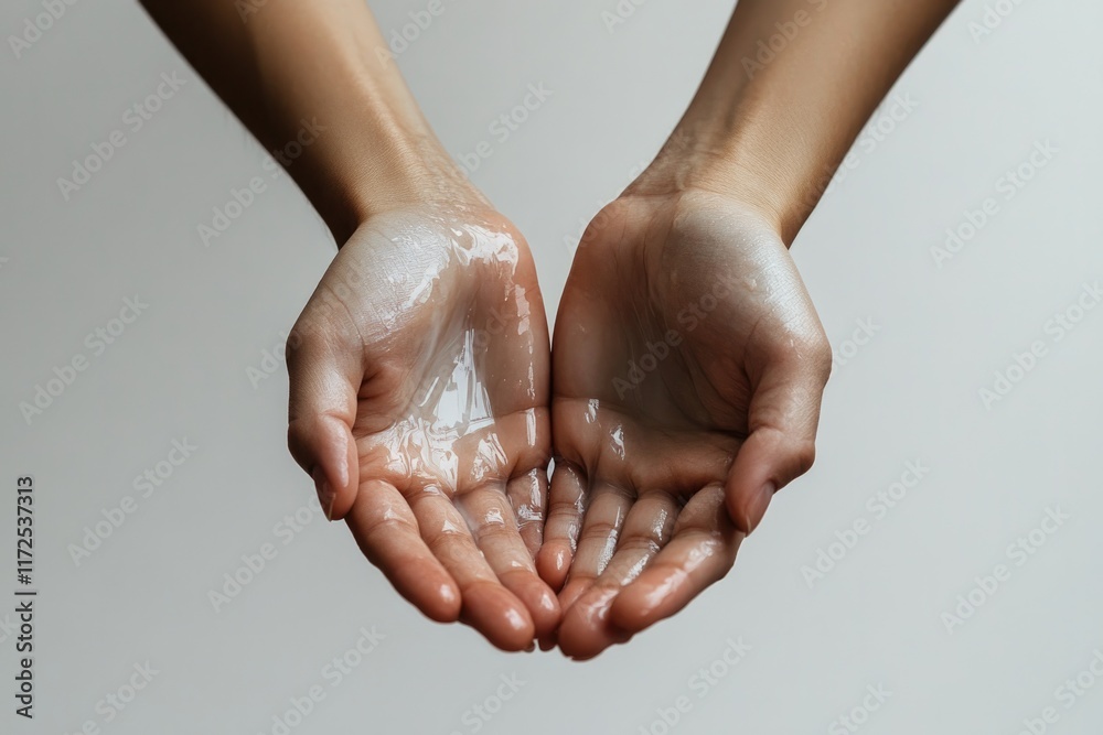 Fototapeta premium Hands gently holding shimmering salt, symbolizing purity and ren