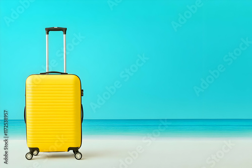 Summer Vacation Yellow Suitcase 3D Illustration