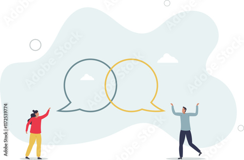 Customer engagement, emotional connection between customer and brand, loyalty, consumer trust or deep relationship concept.flat characters.
