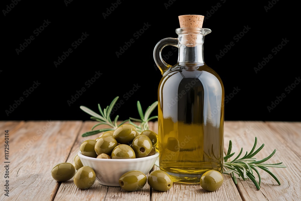 An isolated shot of a bottle of olive oil An isolated shot of a bottle of olive oil