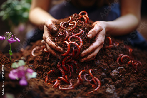 Behold wondrous revelation of intricate bond between humble soil worms and sacred earth, as they traverse subterranean realm, orchestrating harmonious flow of vital essences that sustain all living be photo