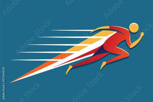 A sleek design showcases a runner in motion, emphasizing speed with bold colors and streamlined shapes, A minimalist design that captures the speed of a track and field team
