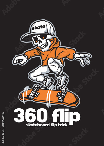 skull skatebord 360 flip trick
