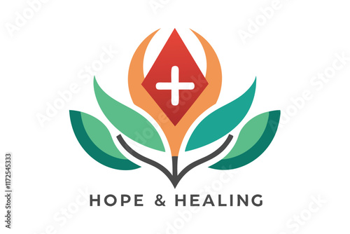 Minimalist logo design symbolizing hope and healing with vibrant colors and organic shapes, A minimalist logo evoking a sense of hope and healing, minimalist simple modern vector logo design