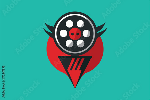 Minimalist logo design featuring a movie reel with unique stylistic elements, A minimalist logo incorporating iconic movie quotes, minimalist simple modern vector logo design