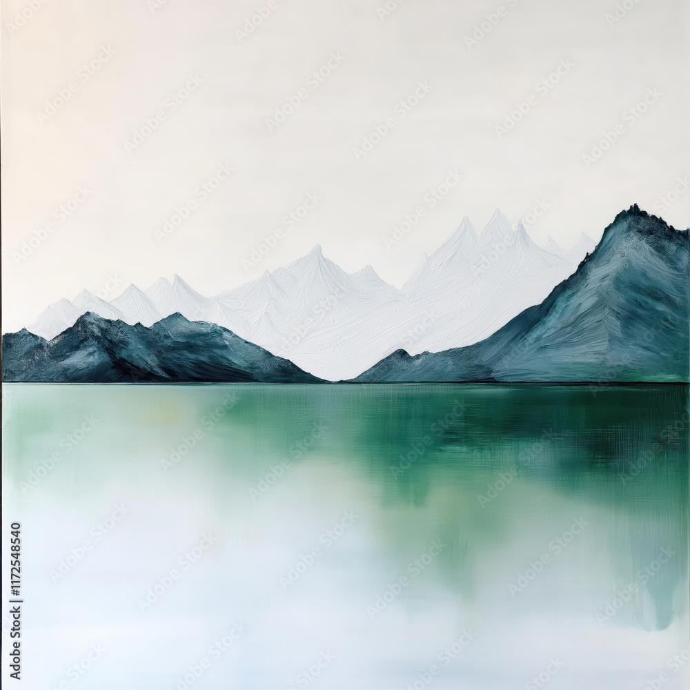 A serene landscape featuring soft green mountains reflecting in a calm, tranquil body of water under a light sky. A serene landscape featuring soft green mountains reflecting in a calm, tranquil body of water under a light sky.