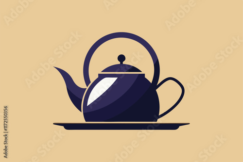 This modern kettle sits on a simple tray, showcasing sleek lines and a minimalist design aesthetic, A modern interpretation of a tea kettle, minimalist simple modern vector logo design