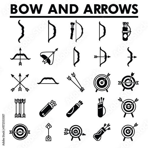 Bow And Arrow Silhouette  Vector with white background 