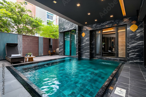 Wallpaper Mural Private Poolside Relaxation: A Luxury Villa's Oasis Torontodigital.ca